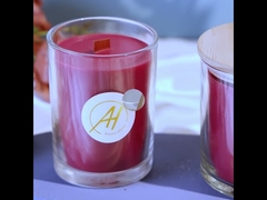 কাঠের ঢাকনা সহ গ্লাস জার সুগন্ধযুক্ত মোমবাতি 380g মোমের ওজন