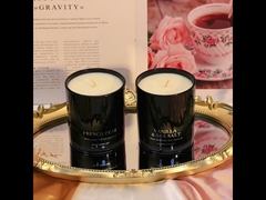 সংরক্ষিত ফুলের মোম কাঠের ঢাকনা ক্রিসমাস সুগন্ধি মোমবাতি উপহার বক্স কালো সবুজ