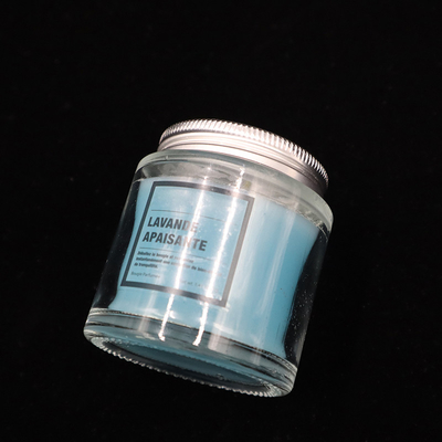 12 oz ঘরে তৈরি ব্লু গ্লাস জ্যাম জার মোমবাতি ল্যাভেন্ডার বেডরুমের বাথরুমের জন্য সুগন্ধযুক্ত