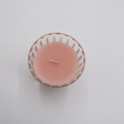 ODM 4oz প্রাকৃতিক গোলাপী কাচের জার সুগন্ধযুক্ত মোমবাতি ঘরের সুবাসের জন্য