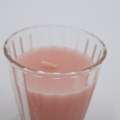 ODM 4oz প্রাকৃতিক গোলাপী কাচের জার সুগন্ধযুক্ত মোমবাতি ঘরের সুবাসের জন্য