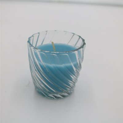 হারিকেন গ্লাসে OEM প্রাকৃতিক নীল পুনর্ব্যবহৃত 3 Oz জার মোমবাতি