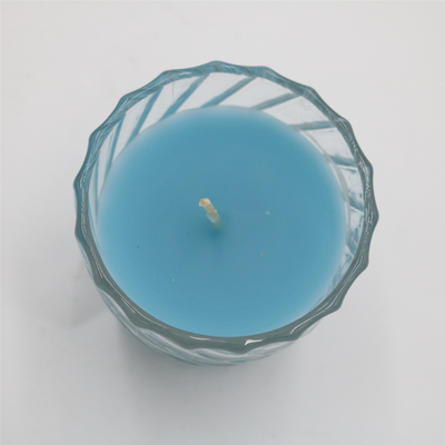 হারিকেন গ্লাসে OEM প্রাকৃতিক নীল পুনর্ব্যবহৃত 3 Oz জার মোমবাতি