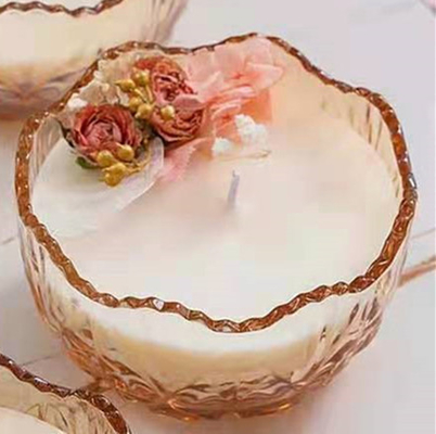 সয়া মোম হস্তনির্মিত সুগন্ধি মোমবাতি 10 Oz মোমবাতির জার শুকনো ফুলের সজ্জা সহ