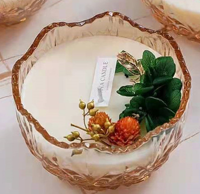 সয়া মোম হস্তনির্মিত সুগন্ধি মোমবাতি 10 Oz মোমবাতির জার শুকনো ফুলের সজ্জা সহ
