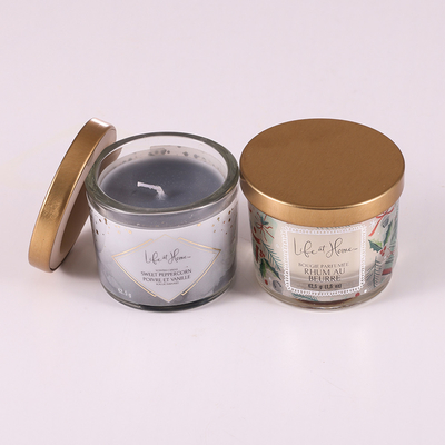 কাস্টম প্রিন্টেড MSDS মিনি 1.6oz সুগন্ধযুক্ত ককটেল গ্লাস ক্যান্ডেল জার মেটাল ঢাকনা সহ